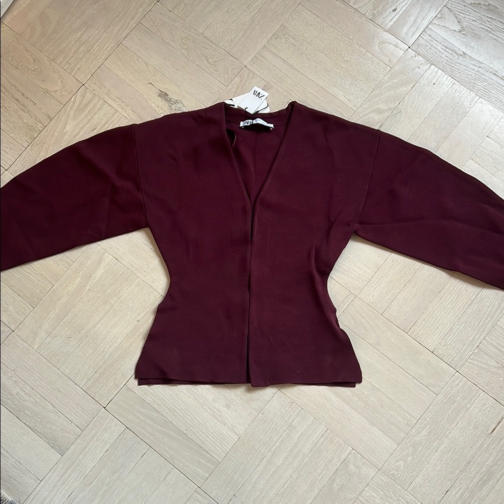 Zara Deep Maroon Peplum Jacket